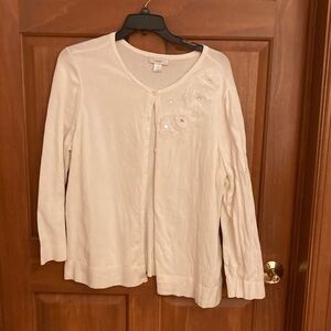 CJ Banks Cream Cardigan Sweater